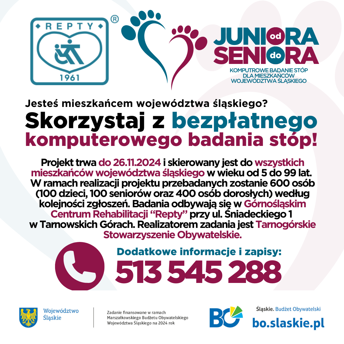 Bezpłatne komputerowe badanie stóp. Informacje i zapisy tel. 513 545 288.