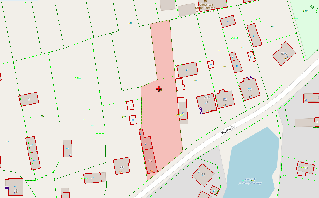 Mapa nieruchomości oznaczonej nr ewid. 278 o pow. 0,19 ha, położonej w obrębie ewidencyjnym 0013 Pacierzów