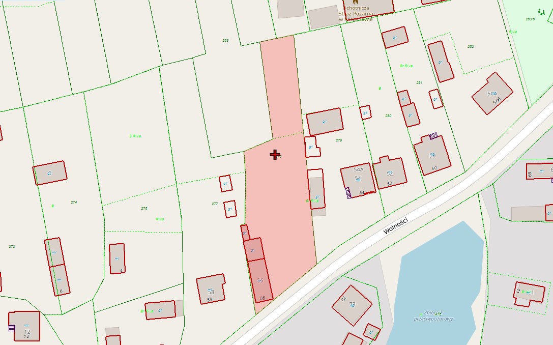 Mapka do ogłoszenia o przetargu nieruchomości oznaczonej nr ewid. 278 o pow. 0,19 ha, położonej w obrębie ewidencyjnym 0013 Pacierzów