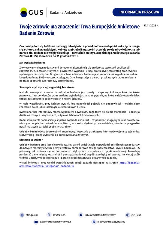 Twoje zdrowie ma znaczenie Trwa Europejskie Ankietowe Badanie Zdrowia Copy