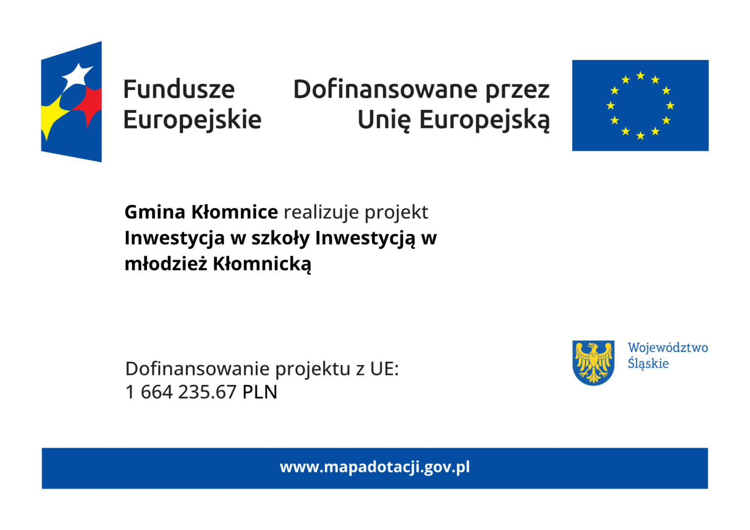 Inwestycja w&nbsp;Szkoły Inwestycją w&nbsp;Młodzież Kłomnicką