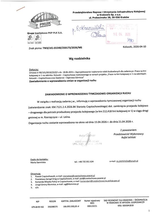 Zamknięcie przejazdu drogowo-kolejowego